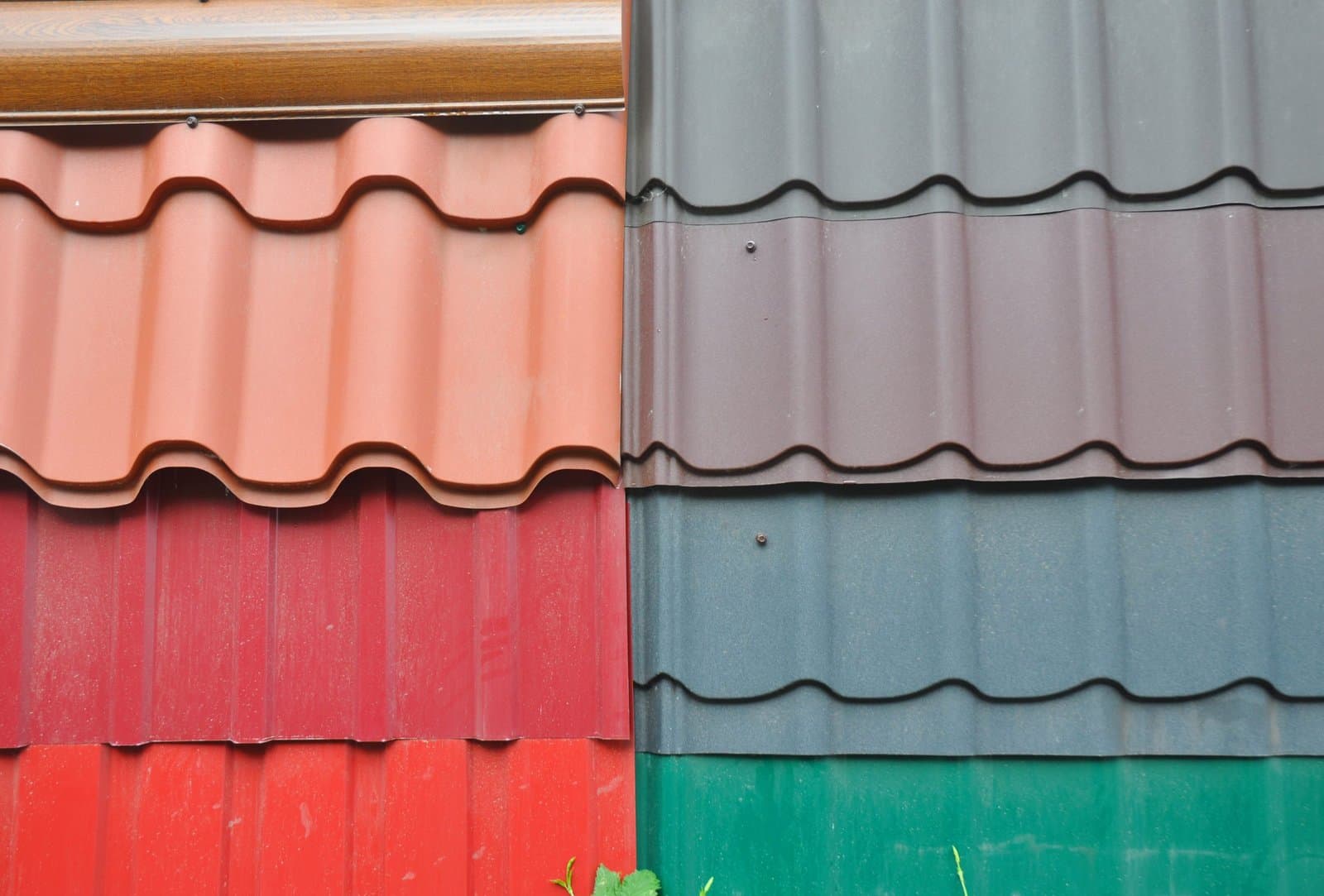 Different roofing materials laid out side by side