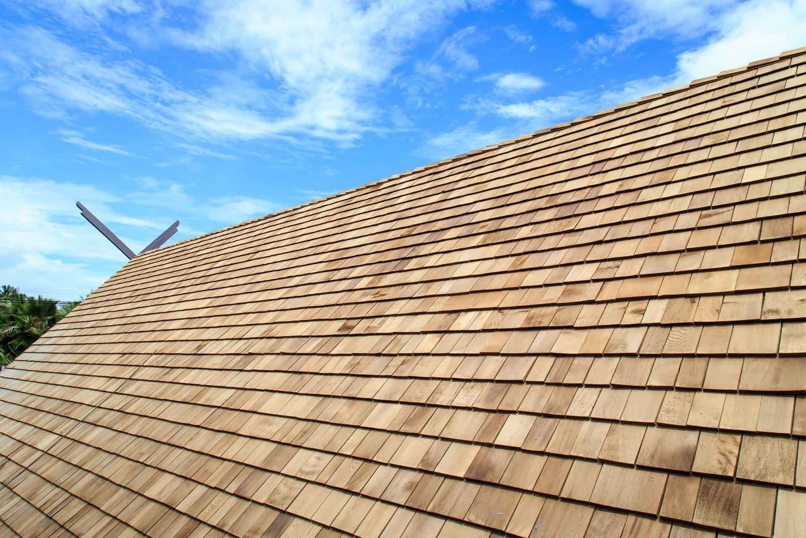 Wood shake roof shingle texture close-up